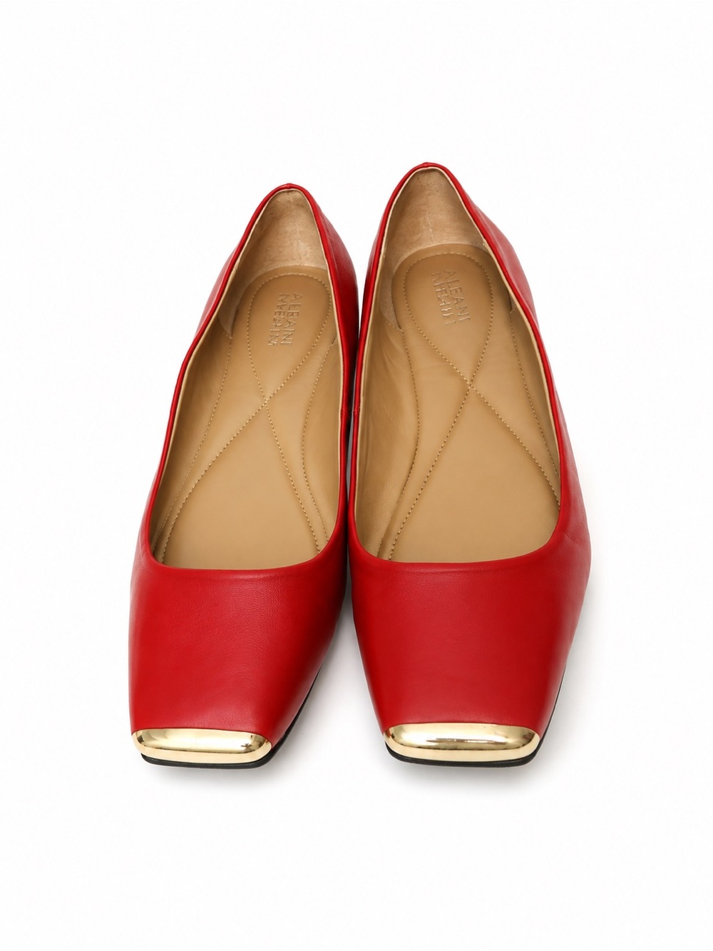 Alfani Step Flex Red Square Toe Gold Cap Toe Ballet Flats Size 10M